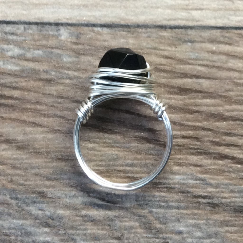 Black Onyx Ring, Sterling Silver, Black Gemstone Ring